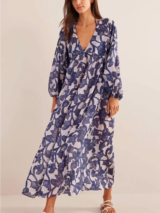 Boden Dresses & Skirts - Boden Sarah Maxi Kaftan Blue Ribbon Paisley Whirl 6P